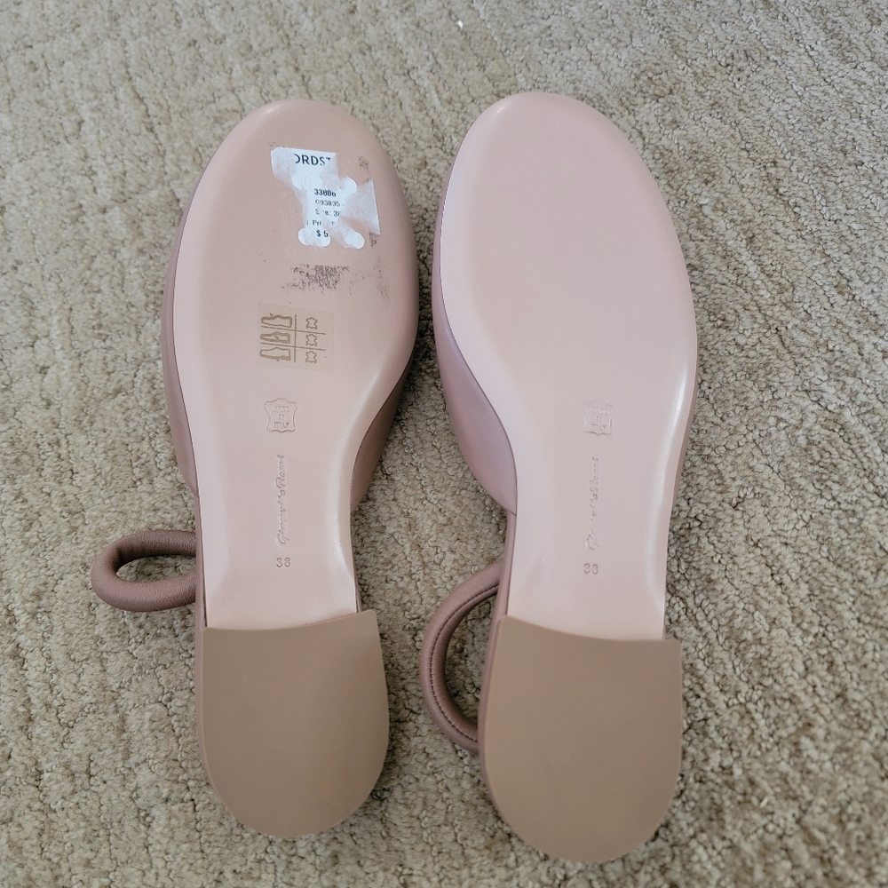 New Gianvito Rossi Sphera Dome Leather Slingback Flats, Size 38 - Picture 5 of 10